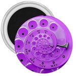 Retro Vintage Purple Rotary Dial Spiral Droste 3  Magnet