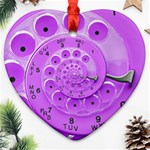 Retro Vintage Purple Rotary Dial Spiral Droste Ornament (Heart)