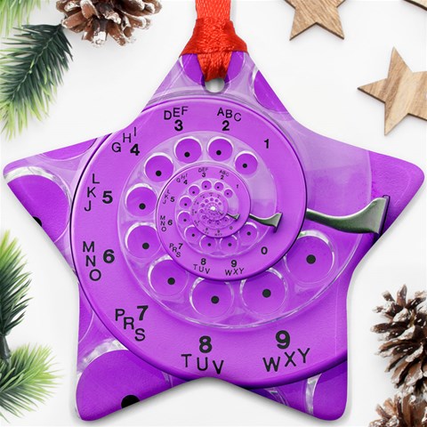 Retro Vintage Purple Rotary Dial Spiral Droste Ornament (Star) from ArtsNow.com Front