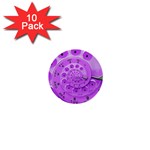 Retro Vintage Purple Rotary Dial Spiral Droste 1  Mini Button (10 pack) 