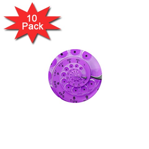 Retro Vintage Purple Rotary Dial Spiral Droste 1  Mini Magnet (10 pack)  from ArtsNow.com Front