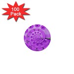 Retro Vintage Purple Rotary Dial Spiral Droste 1  Mini Button (100 pack) 