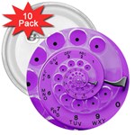 Retro Vintage Purple Rotary Dial Spiral Droste 3  Button (10 pack)