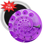 Retro Vintage Purple Rotary Dial Spiral Droste 3  Magnet (10 pack)