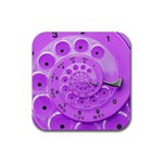 Retro Vintage Purple Rotary Dial Spiral Droste Rubber Coaster (Square)