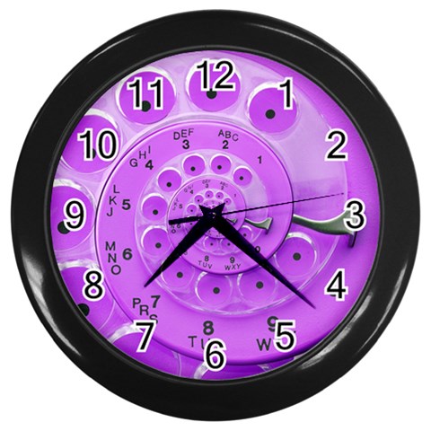 Retro Vintage Purple Rotary Dial Spiral Droste Wall Clock (Black) from ArtsNow.com Front