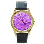 Retro Vintage Purple Rotary Dial Spiral Droste Round Gold Metal Watch