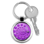 Retro Vintage Purple Rotary Dial Spiral Droste Key Chain (Round)