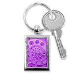 Retro Vintage Purple Rotary Dial Spiral Droste Key Chain (Rectangle)