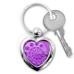 Retro Vintage Purple Rotary Dial Spiral Droste Key Chain (Heart)