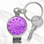 Retro Vintage Purple Rotary Dial Spiral Droste Nail Clippers Key Chain