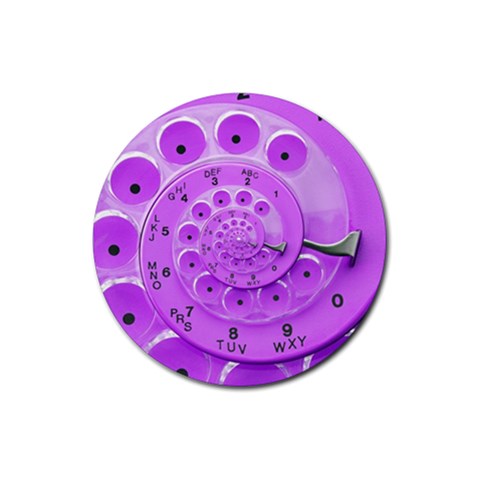 Retro Vintage Purple Rotary Dial Spiral Droste Rubber Coaster (Round) from ArtsNow.com Front