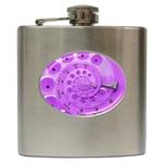 Retro Vintage Purple Rotary Dial Spiral Droste Hip Flask (6 oz)