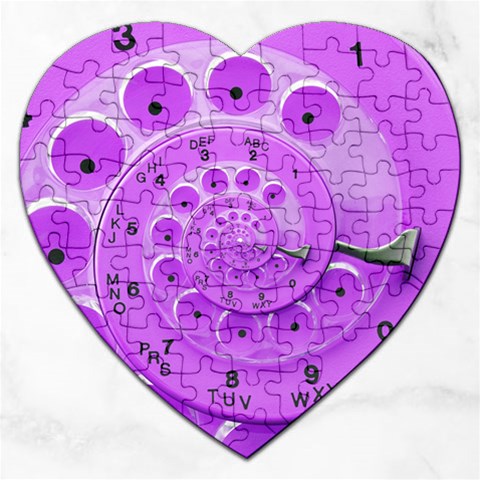 Retro Vintage Purple Rotary Dial Spiral Droste Jigsaw Puzzle (Heart) from ArtsNow.com Front