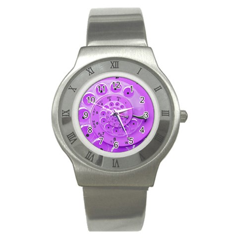 Retro Vintage Purple Rotary Dial Spiral Droste Stainless Steel Watch from ArtsNow.com Front