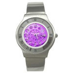 Retro Vintage Purple Rotary Dial Spiral Droste Stainless Steel Watch