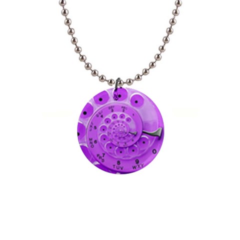 Retro Vintage Purple Rotary Dial Spiral Droste 1  Button Necklace from ArtsNow.com Front