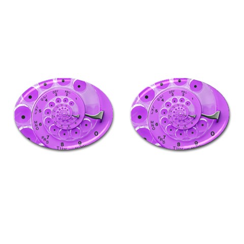 Retro Vintage Purple Rotary Dial Spiral Droste Cufflinks (Oval) from ArtsNow.com Front(Pair)