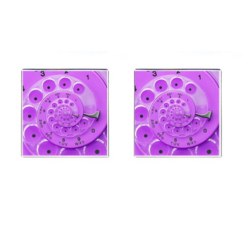 Retro Vintage Purple Rotary Dial Spiral Droste Cufflinks (Square) from ArtsNow.com Front(Pair)