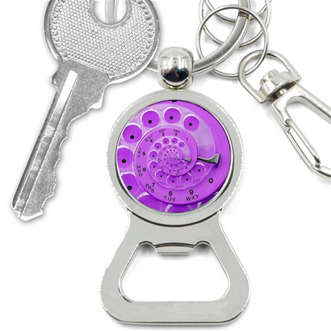 Retro Vintage Purple Rotary Dial Spiral Droste Bottle Opener Key Chain from ArtsNow.com Front