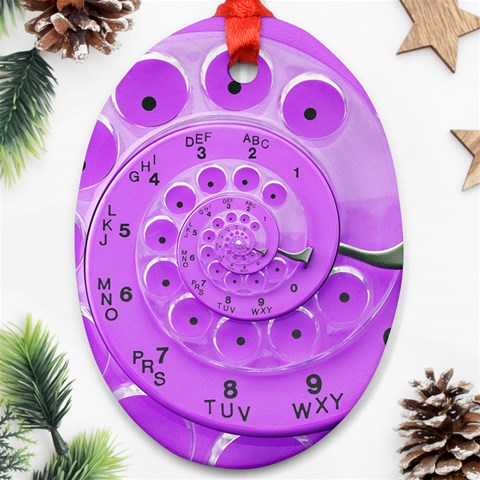 Retro Vintage Purple Rotary Dial Spiral Droste Oval Ornament (Two Sides) from ArtsNow.com Back