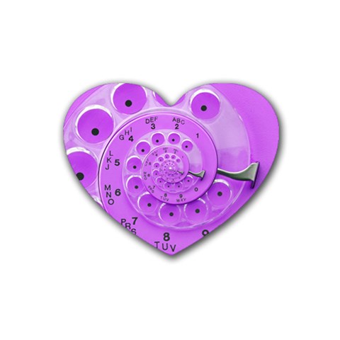 Retro Vintage Purple Rotary Dial Spiral Droste Rubber Coaster (Heart) from ArtsNow.com Front