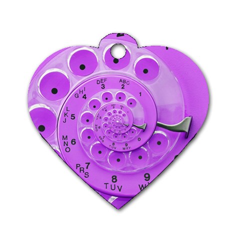 Retro Vintage Purple Rotary Dial Spiral Droste Dog Tag Heart (One Side) from ArtsNow.com Front