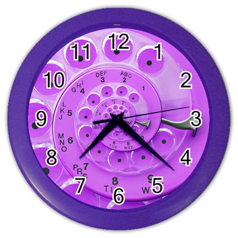 Retro Vintage Purple Rotary Dial Spiral Droste Color Wall Clock from ArtsNow.com Front