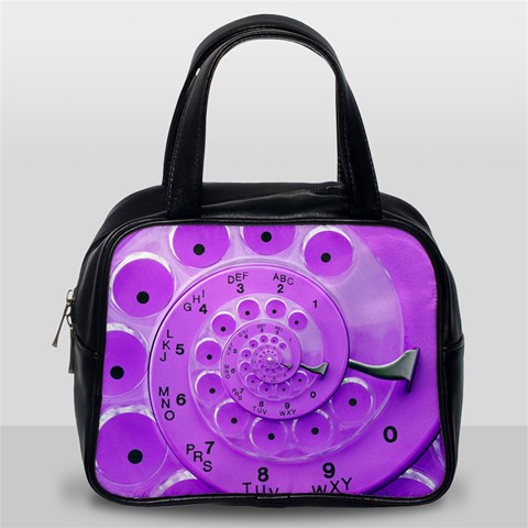 Retro Vintage Purple Rotary Dial Spiral Droste Classic Handbag (One Side) from ArtsNow.com Front