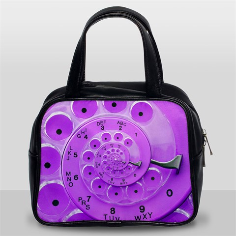 Retro Vintage Purple Rotary Dial Spiral Droste Classic Handbag (Two Sides) from ArtsNow.com Front