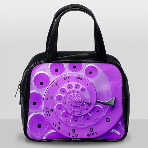 Retro Vintage Purple Rotary Dial Spiral Droste Classic Handbag (Two Sides) from ArtsNow.com Back