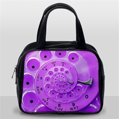 Retro Vintage Purple Rotary Dial Spiral Droste Classic Handbag (Two Sides) from ArtsNow.com Back