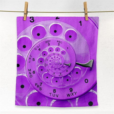 Retro Vintage Purple Rotary Dial Spiral Droste Face Towel from ArtsNow.com Front