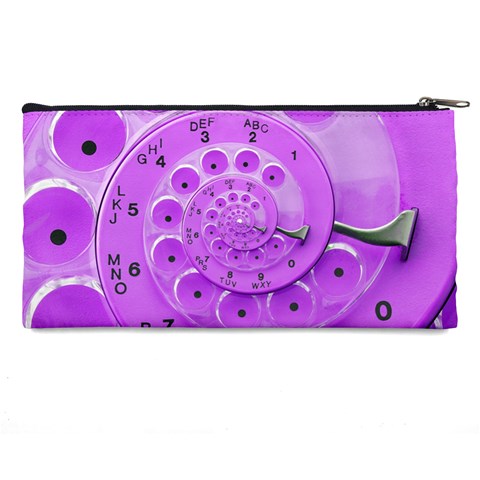 Retro Vintage Purple Rotary Dial Spiral Droste Pencil Case from ArtsNow.com Back