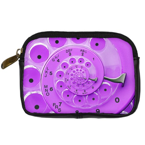 Retro Vintage Purple Rotary Dial Spiral Droste Digital Camera Leather Case from ArtsNow.com Front