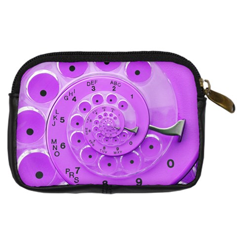 Retro Vintage Purple Rotary Dial Spiral Droste Digital Camera Leather Case from ArtsNow.com Back