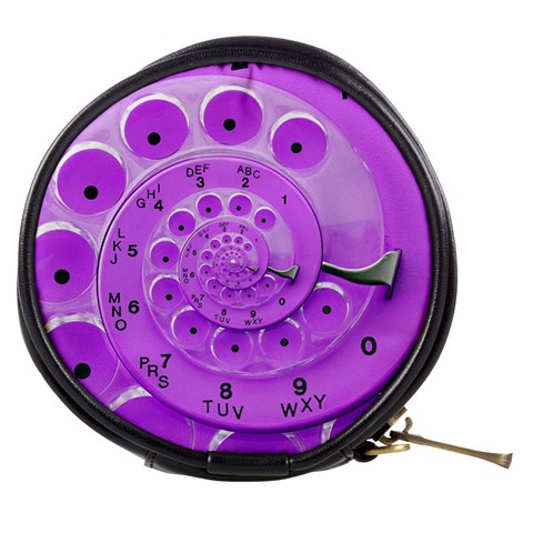 Retro Vintage Purple Rotary Dial Spiral Droste Mini Makeup Bag from ArtsNow.com Front