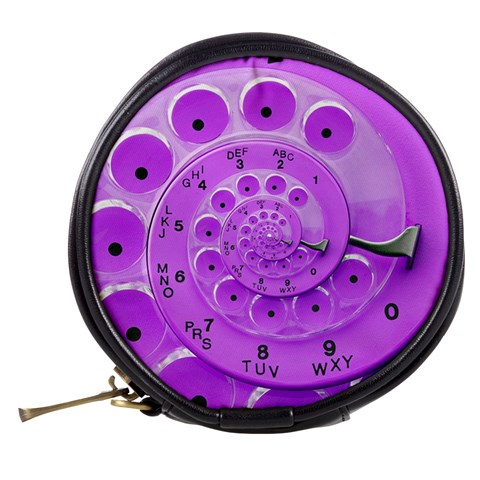 Retro Vintage Purple Rotary Dial Spiral Droste Mini Makeup Bag from ArtsNow.com Back