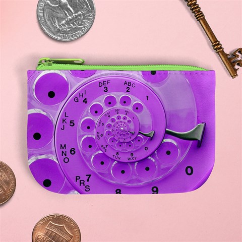 Retro Vintage Purple Rotary Dial Spiral Droste Mini Coin Purse from ArtsNow.com Front