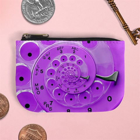 Retro Vintage Purple Rotary Dial Spiral Droste Mini Coin Purse from ArtsNow.com Front