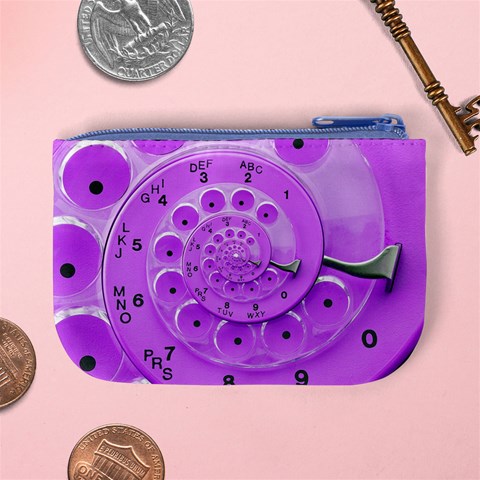 Retro Vintage Purple Rotary Dial Spiral Droste Mini Coin Purse from ArtsNow.com Back