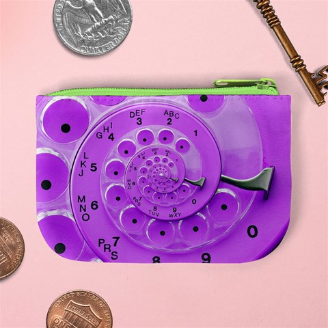 Retro Vintage Purple Rotary Dial Spiral Droste Mini Coin Purse from ArtsNow.com Back