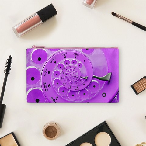 Retro Vintage Purple Rotary Dial Spiral Droste Cosmetic Bag (Small) from ArtsNow.com Front