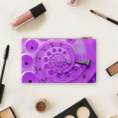 Retro Vintage Purple Rotary Dial Spiral Droste Cosmetic Bag (Small) from ArtsNow.com Back