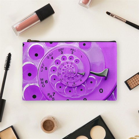 Retro Vintage Purple Rotary Dial Spiral Droste Cosmetic Bag (Medium) from ArtsNow.com Front