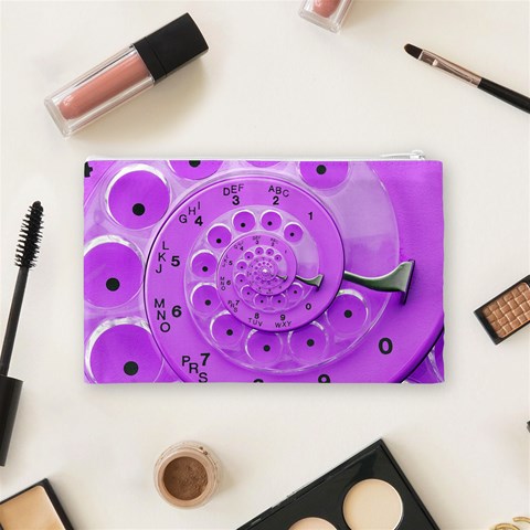 Retro Vintage Purple Rotary Dial Spiral Droste Cosmetic Bag (Medium) from ArtsNow.com Back