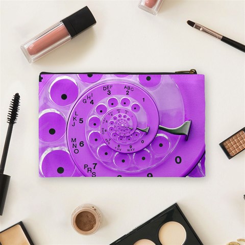 Retro Vintage Purple Rotary Dial Spiral Droste Cosmetic Bag (Medium) from ArtsNow.com Back