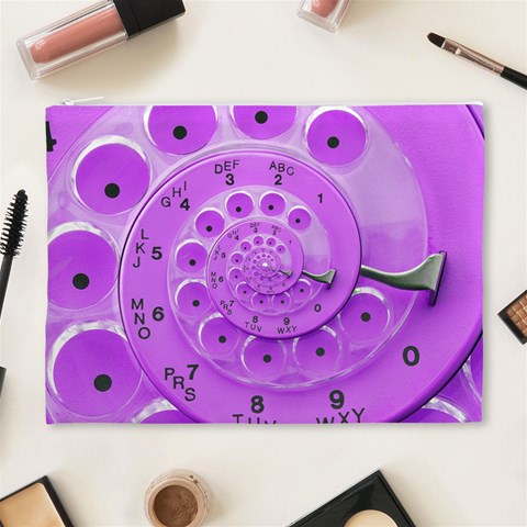 Retro Vintage Purple Rotary Dial Spiral Droste Cosmetic Bag (XL) from ArtsNow.com Front