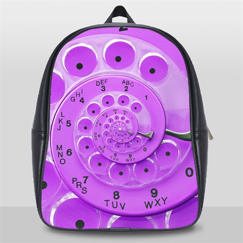 Retro Vintage Purple Rotary Dial Spiral Droste School Bag (Large) from ArtsNow.com Front