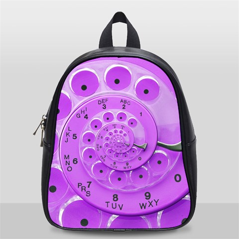 Retro Vintage Purple Rotary Dial Spiral Droste School Bag (Small) from ArtsNow.com Front